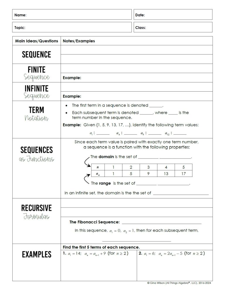 Algebra 2 Unit 10: Sequences and Series - All Things Algebra®