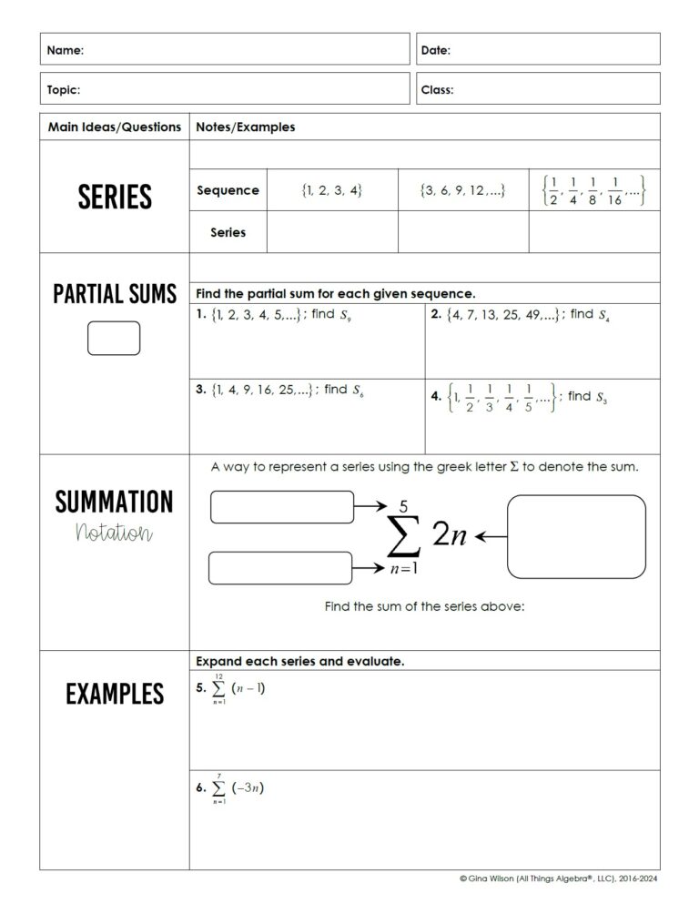 Algebra 2 Unit 10: Sequences and Series - All Things Algebra®