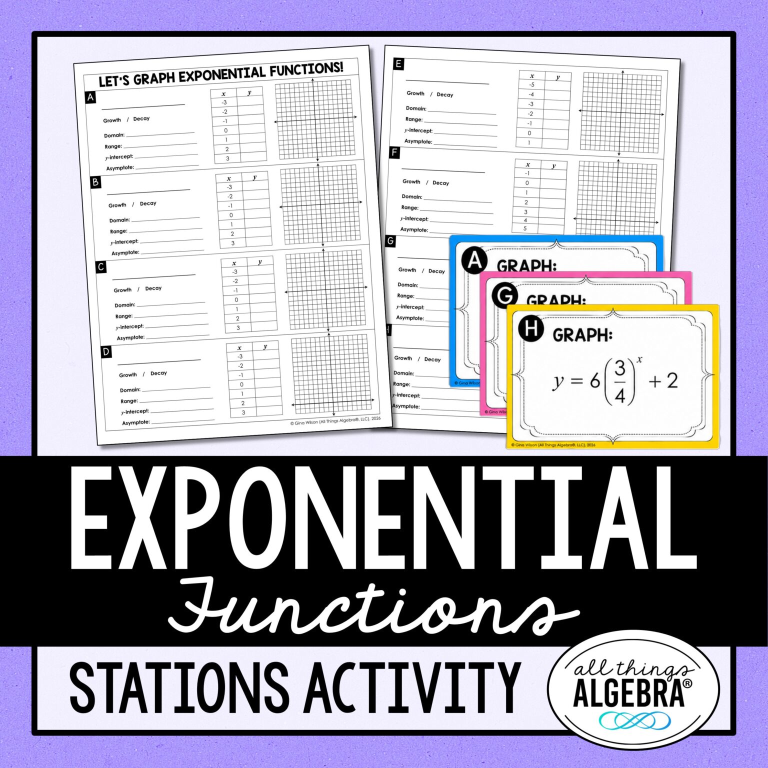 Graphing Exponential Functions Stations Activity - All Things Algebra®