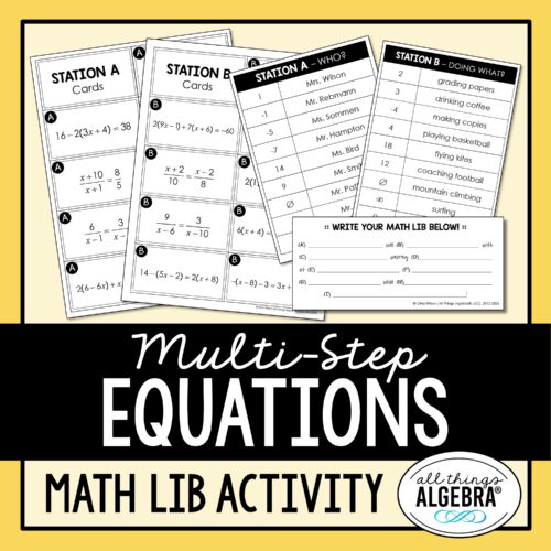 Multi-Step Equations<br> Math Lib Activity