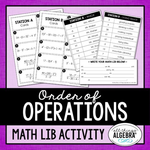 Order of Operations<br> Math Lib Activity