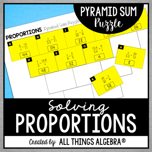 Solving Proportions Pyramid Sum Puzzle