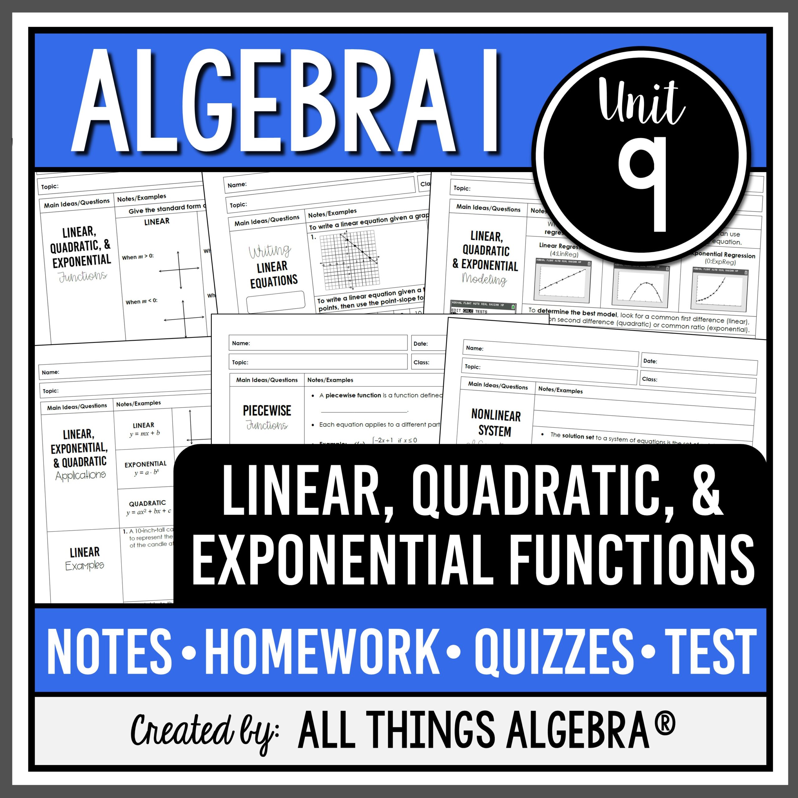 algebra 1 unit 1 lesson 9 homework