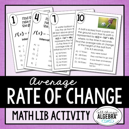 Average Rate of Change<br> Math Lib Activity
