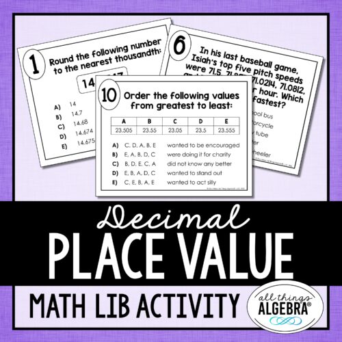 Decimal<br> Place Value<br> Math Lib Activity