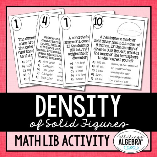Density of<br> Solid Figures<br> Math Lib Activity