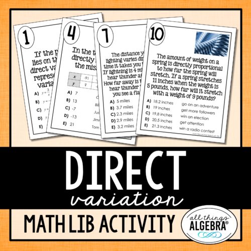 Direct Variation<br> Math Lib Activity