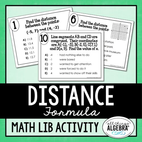 Distance Formula<br> Math Lib Activity