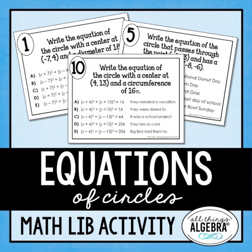 Equations of Circles<br> Math Lib Activity