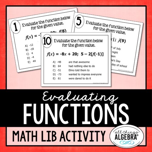 Evaluating Functions<br> Math Lib Activity