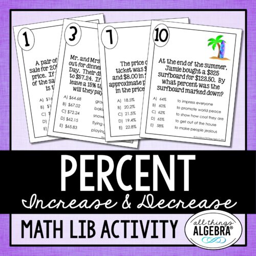 Percent Increase & Decrease<br> Math Lib Activity