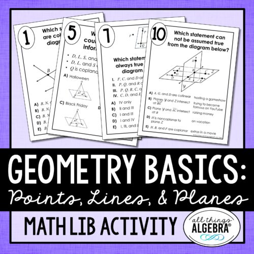 Points, Lines, & Planes (Geometry Basics) <br> Math Lib Activity