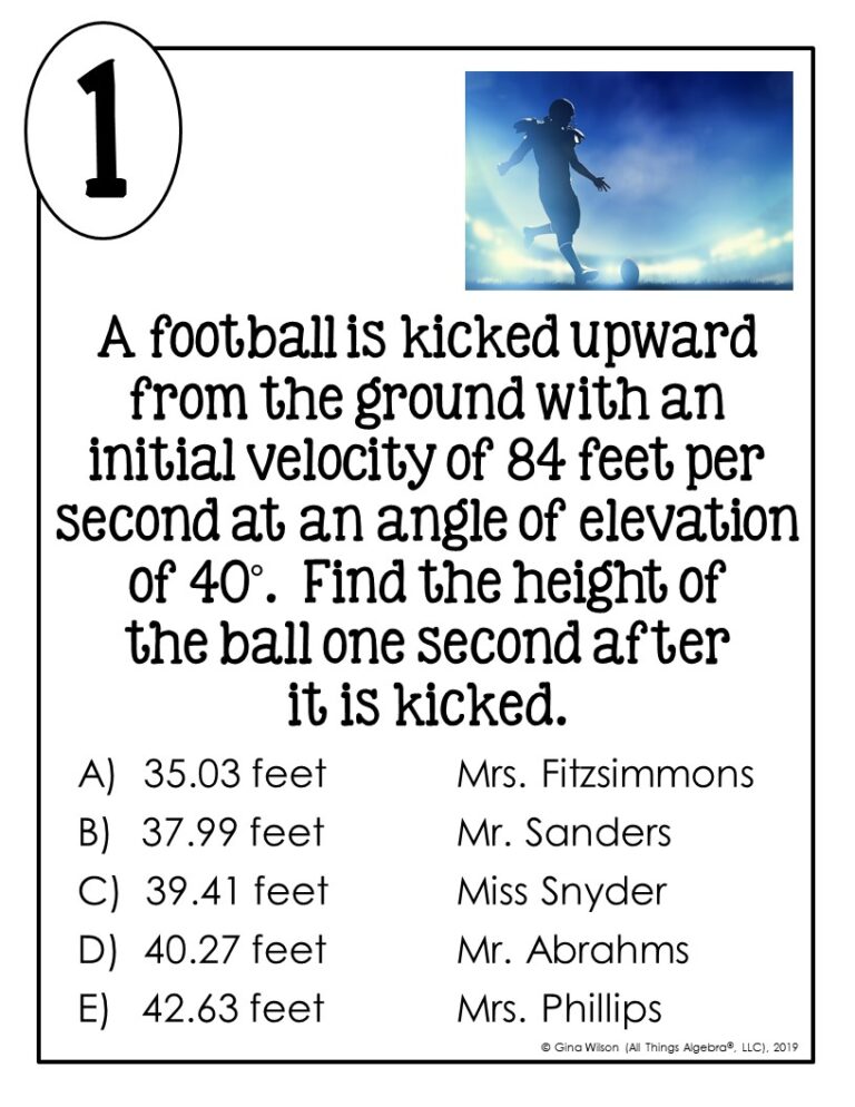 Motion Math Word Projectile Motion (with Parametric Equations) Math Lib Activity - All ...