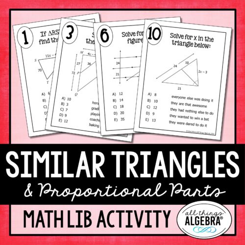 Similar Triangles & Proportional Parts<br> Math Lib Activity
