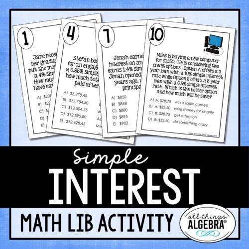 Simple Interest<br> Math Lib Activity