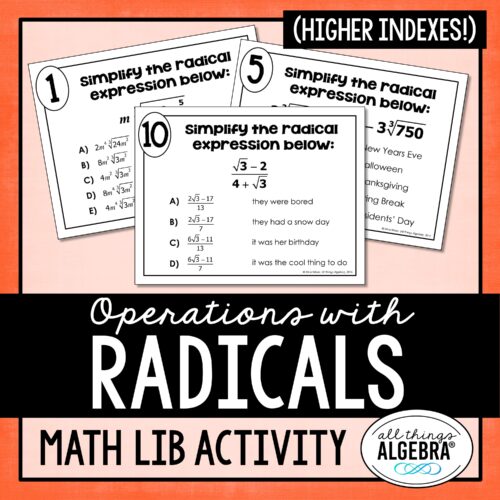 Operations with Radicals (with higher indexes)<br> Math Lib Activity