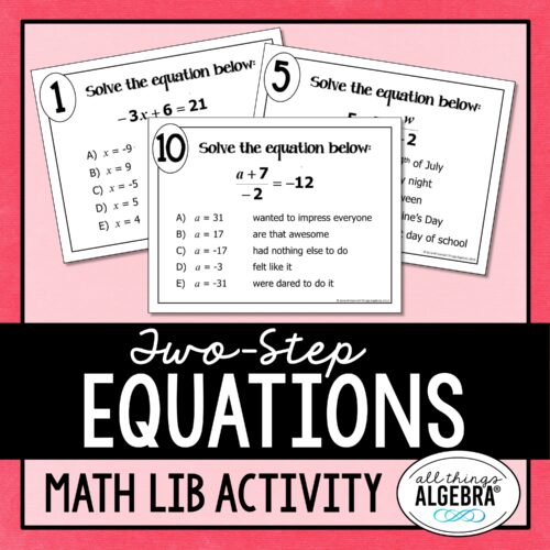 Two-Step Equations<br> Math Lib Activity