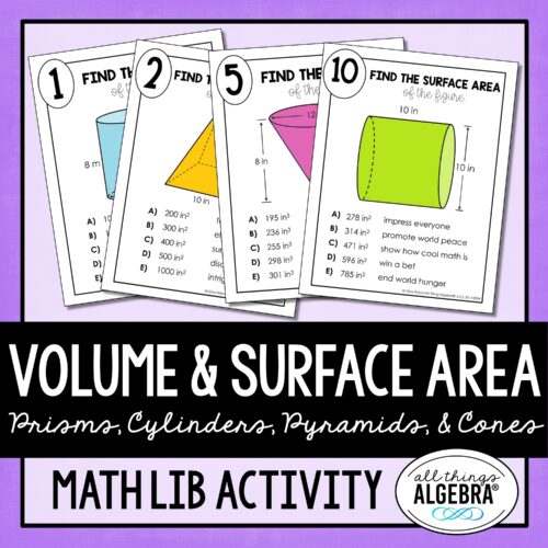 Volume & Surface Area<br> Math Lib Activity