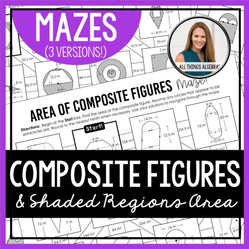 Area of Composite Figures & Shaded Regions Mazes