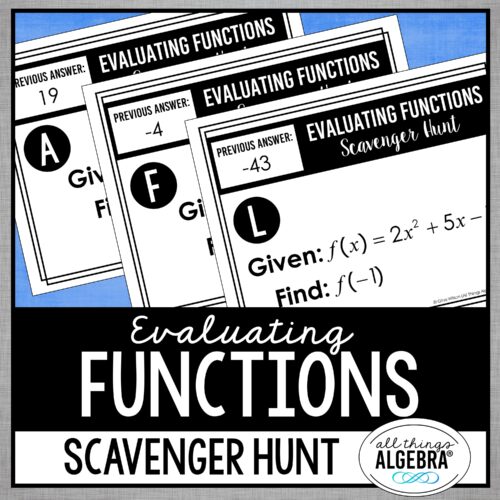 Evaluating Functions<br> Scavenger Hunt