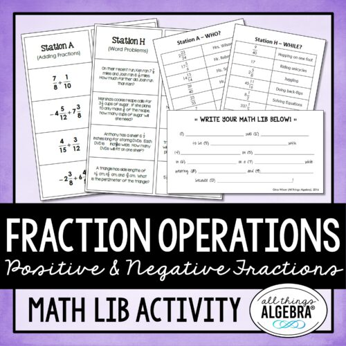 Fraction Operations (Positive & Negative)<br> Math Lib Activity