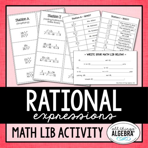 Rational Expressions<br> Math Lib Activity