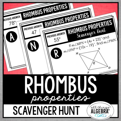 Rhombus Properties<br> Scavenger Hunt