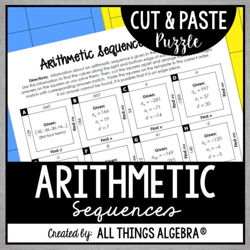 Arithmetic Sequences Cut & Paste Puzzle