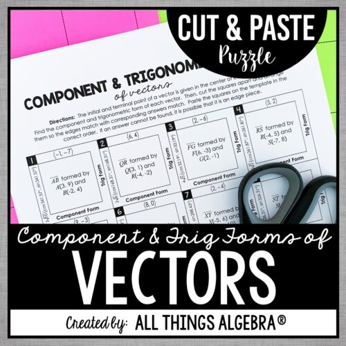 Component and Trigonometric Forms of Vectors Cut &  Paste Puzzle