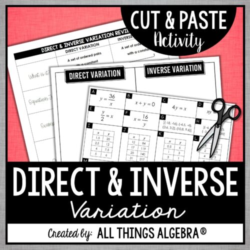 Direct and Inverse Variation Cut & Paste Activity
