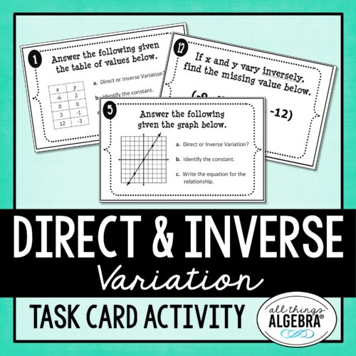 Direct and Inverse Variation Task Cards