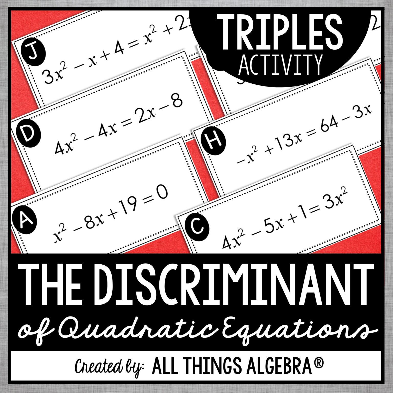 Discriminant of Quadratic Equations (Classifying Solutions) Triples ...