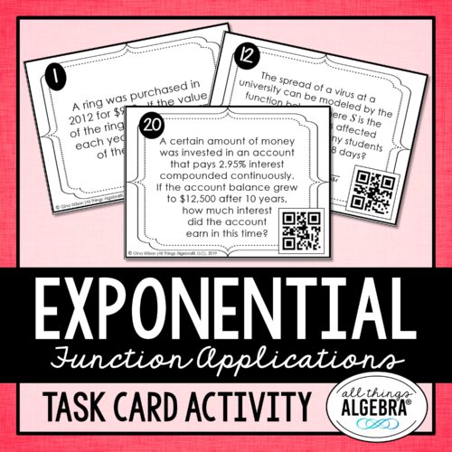 Exponential Functions Applications Task Cards