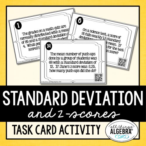 Normal Distribution, Standard Deviation, <br>Z-Score Task Cards