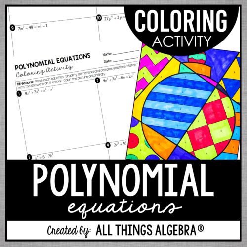 Polynomial Equations Coloring Activity