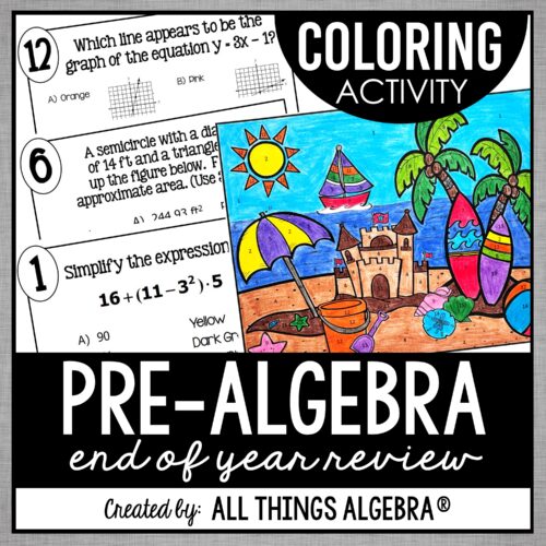 Pre-Algebra Review Stations Coloring Activity
