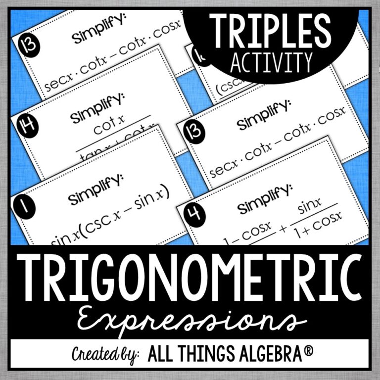 Simplifying Trigonometric Expressions Triples Activity - All Things ...