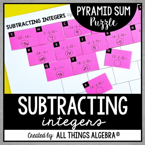 Subtracting Integers Pyramid Sum Puzzle
