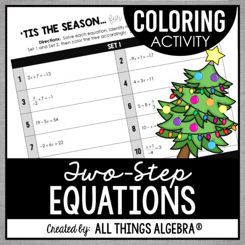 Two-Step Equations Holiday Coloring Activity