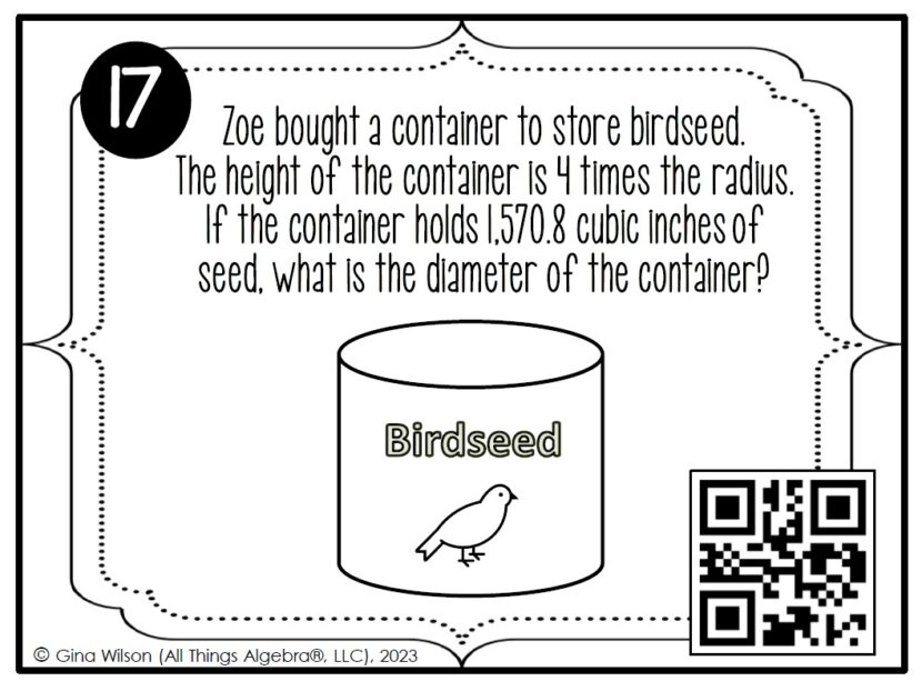 Volume and Surface Area Applications Task Cards - All Things Algebra®