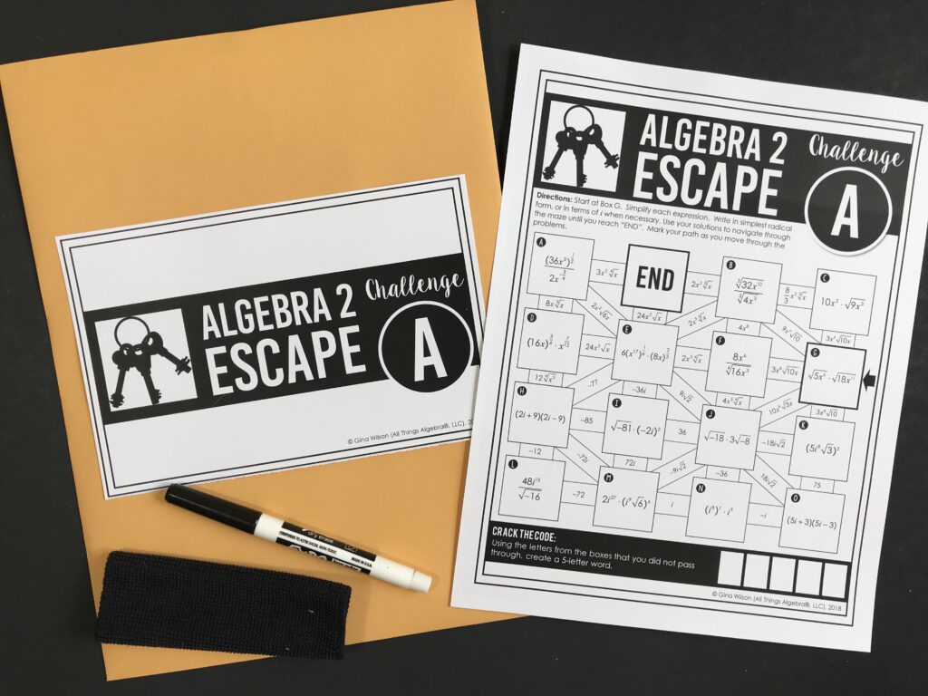 Algebra 2 End of Year EOC Review Escape Room Activity - All Things Algebra®