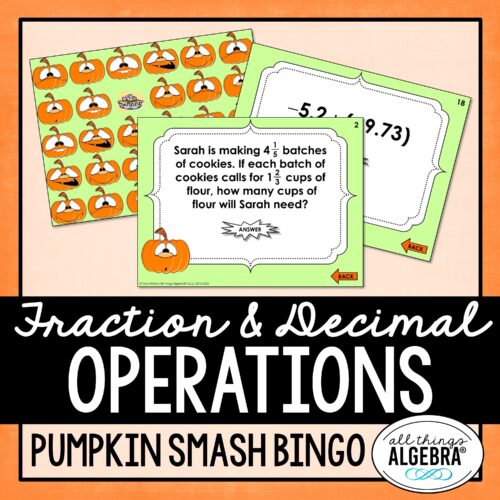 Fraction & Decimal Operations Pumpkin Smash Bingo