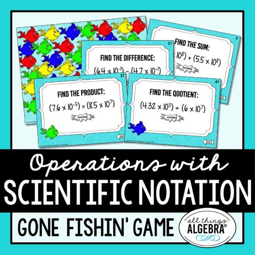 Operations with Scientific Notation Gone Fishin' Game