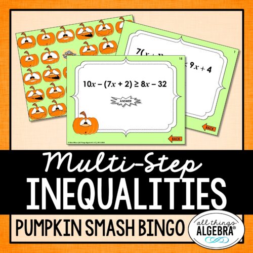 Multi-Step Inequalities Pumpkin Smash Bingo