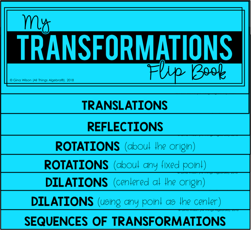Transformations Flip Book (Version 2) - All Things Algebra®
