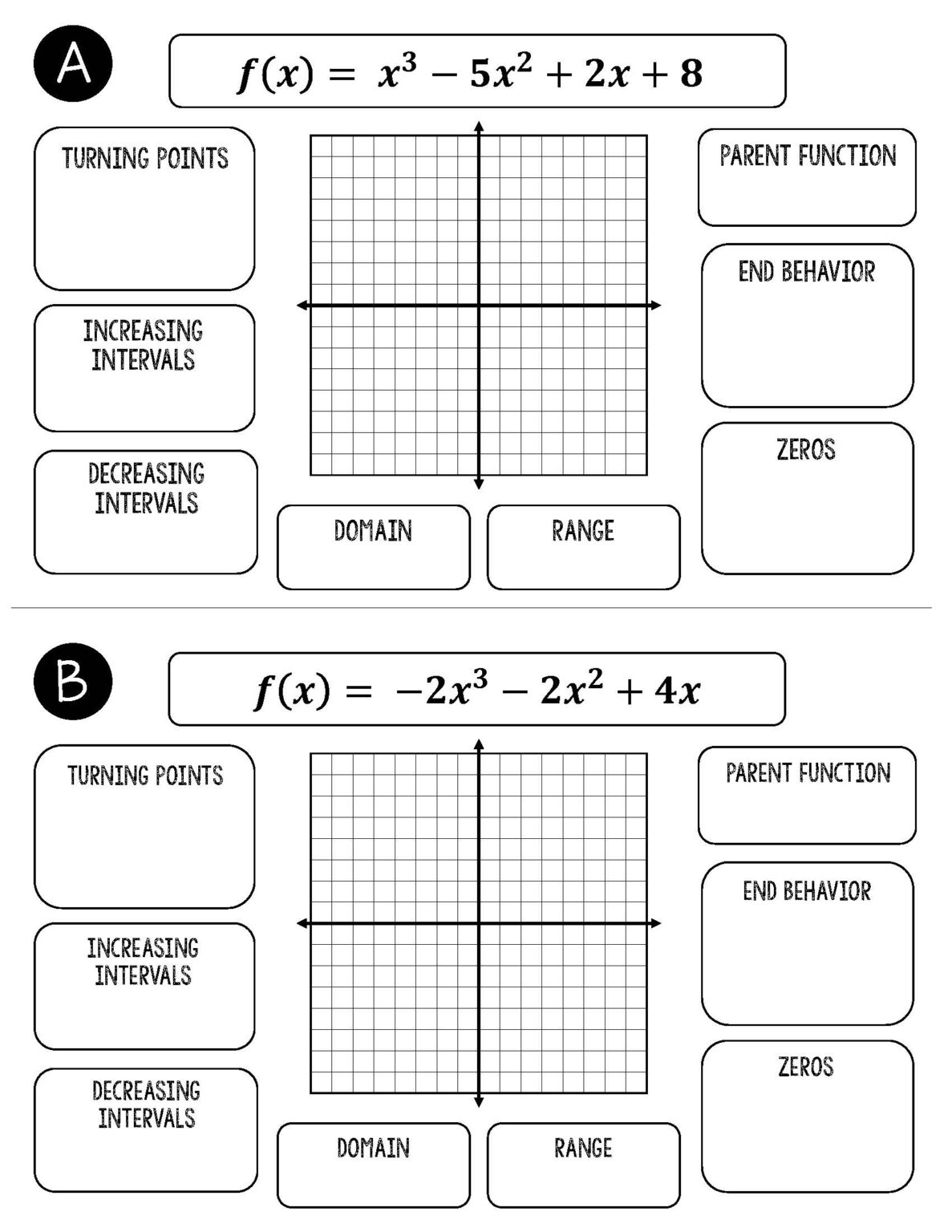 Graphing Polynomial Functions Flip Book - All Things Algebra®
