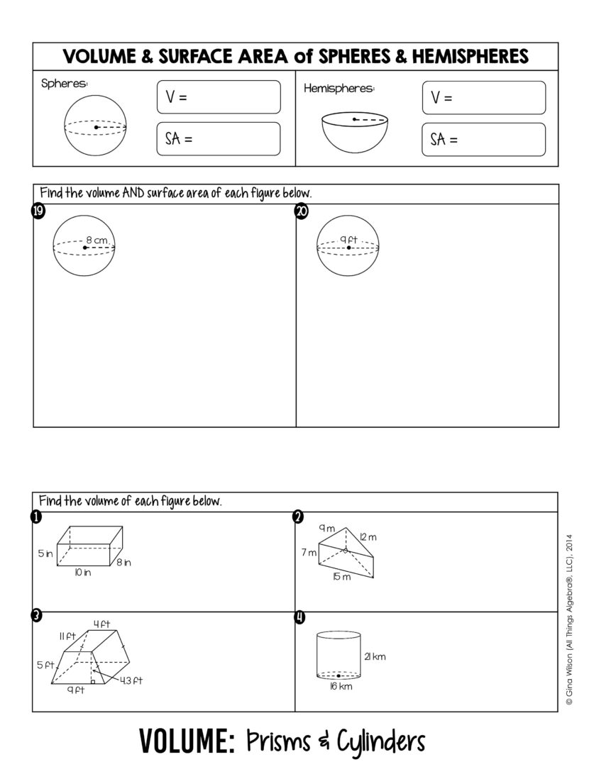 Volume & Surface Area Flip Book - All Things Algebra®