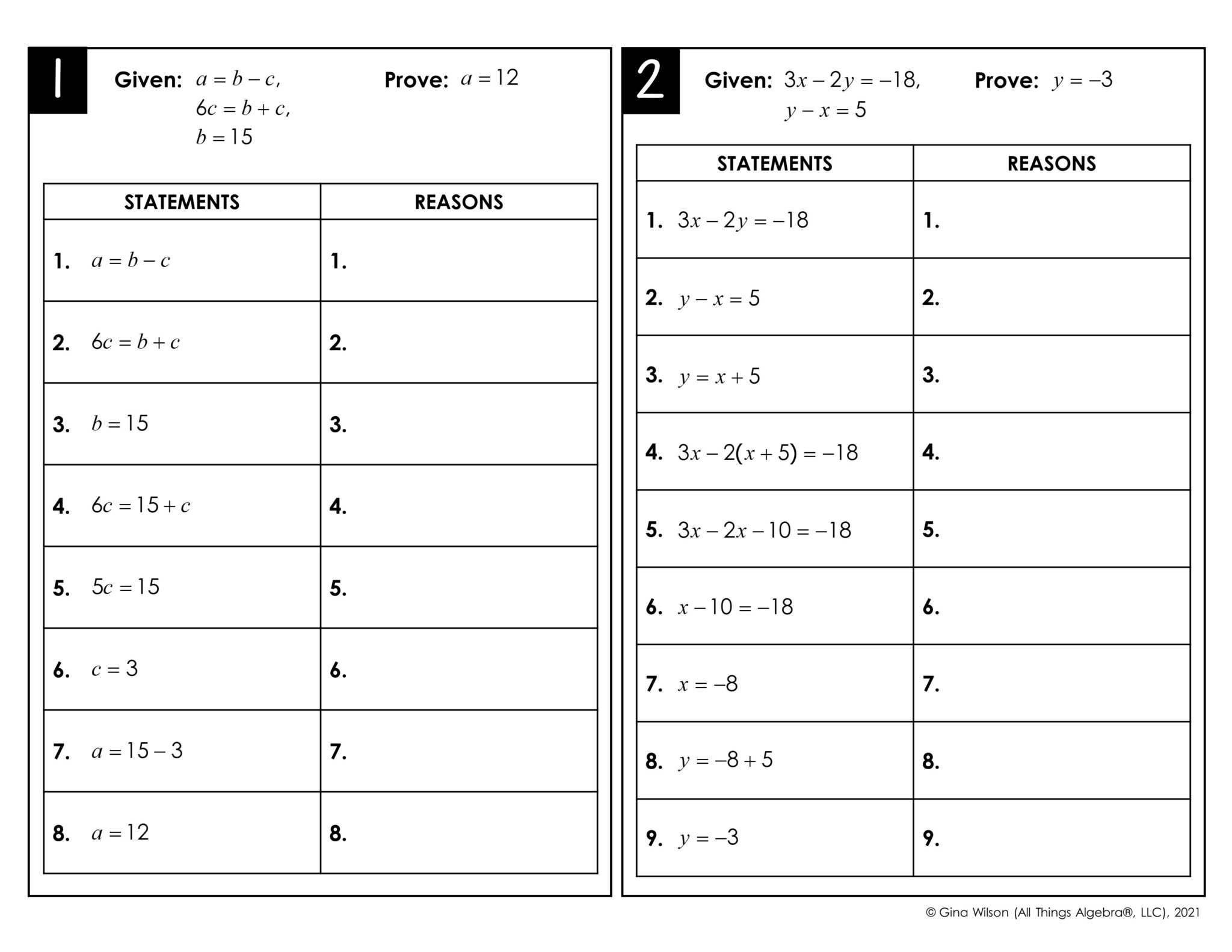 Algebraic Proofs (Set 2) Peel & Stick Activity - All Things Algebra®