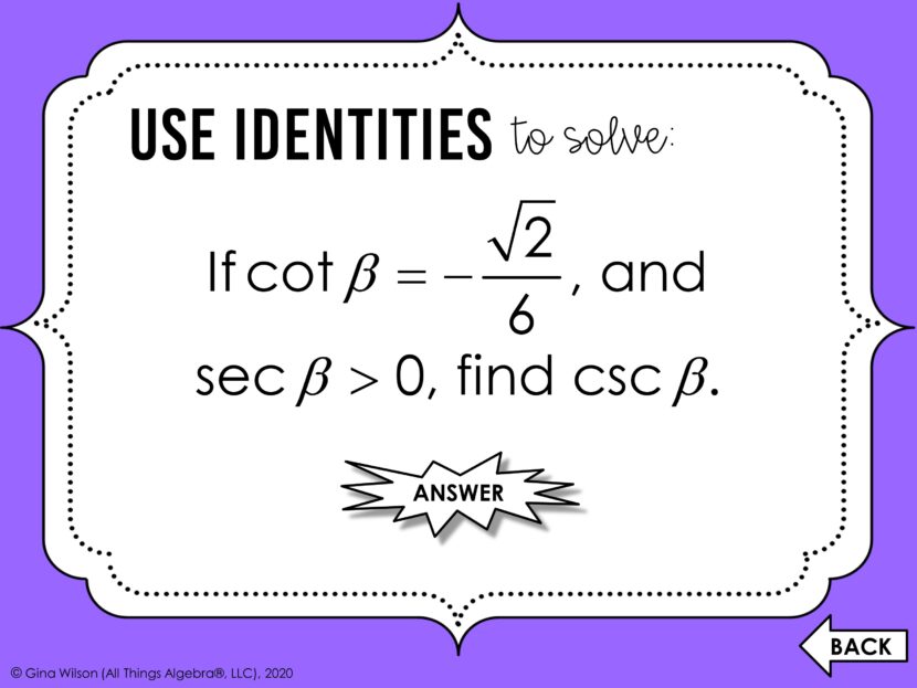 Trigonometric Identities Bingo Game - All Things Algebra®