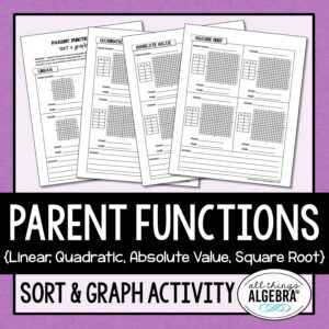 Parent Functions (Linear, Quadratic, Absolute Value, Square Root) Sort ...